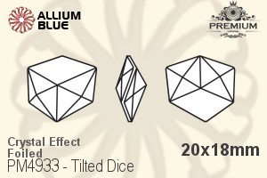 PREMIUM CRYSTAL Tilted Dice Fancy Stone 20x18mm Crystal Vitrail Light F