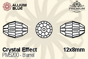 プレミアム Barrel ビーズ (PM5200) 12x8mm - クリスタル エフェクト - ウインドウを閉じる