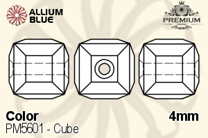 PREMIUM CRYSTAL Cube Bead 4mm Black Diamond