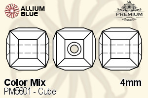 プレミアム Cube ビーズ (PM5601) 4mm - カラー Mix - ウインドウを閉じる