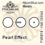 PREMIUM Round (Half Drilled) Crystal Pearl (PM5818) 10mm - Pearl Effect