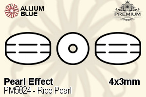PREMIUM Rice Pearl Crystal Pearl (PM5824) 4x3mm - Pearl Effect - Click Image to Close