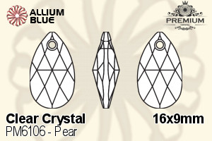 PREMIUM Pear Pendant (PM6106) 16x9mm - Clear Crystal - Haga Click en la Imagen para Cerrar