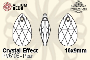 PREMIUM CRYSTAL Pear Pendant 16x9mm Crystal Silver Night