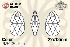 PREMIUM CRYSTAL Pear Pendant 22x13mm Black Diamond