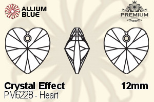 プレミアム Heart ペンダント (PM6228) 12mm - クリスタル エフェクト - ウインドウを閉じる
