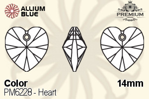 PREMIUM CRYSTAL Heart Pendant 14mm Light Siam
