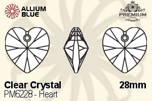 PREMIUM Heart Pendant (PM6228) 28mm - Clear Crystal - Click Image to Close