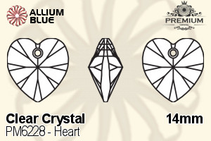 PREMIUM Heart Pendant (PM6228) 14mm - Clear Crystal