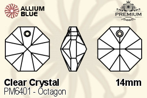 PREMIUM Octagon Pendant (PM6401) 14mm - Clear Crystal