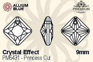 PREMIUM CRYSTAL Princess Cut Pendant 9mm Crystal Volcano