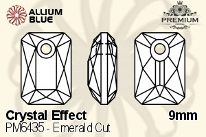 PREMIUM CRYSTAL Emerald Cut Pendant 9mm Crystal Golden Shadow
