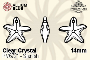 PREMIUM Starfish Pendant (PM6721) 14mm - Clear Crystal - Click Image to Close