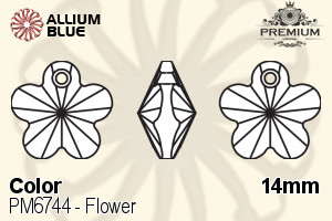 PREMIUM CRYSTAL Flower Pendant 14mm Sapphire