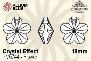 PREMIUM CRYSTAL Flower Pendant 18mm Crystal Silver Night