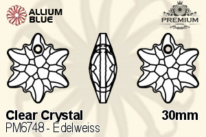 PREMIUM Edelweiss Pendant (PM6748) 30mm - Clear Crystal - Haga Click en la Imagen para Cerrar