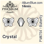 プレミアム Butterfly ペンダント (PM6754) 14mm - クリスタル エフェクト