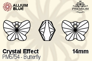 PREMIUM CRYSTAL Butterfly Pendant 14mm Mixed Color Effects