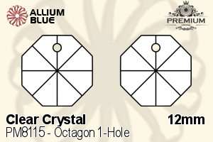PREMIUM CRYSTAL Octagon 1-Hole Pendant 12mm Crystal