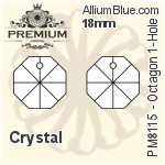 PREMIUM Octagon 1-Hole Pendant (PM8115) 14mm - Color