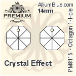 PREMIUM Octagon 1-Hole Pendant (PM8115) 12mm - Clear Crystal