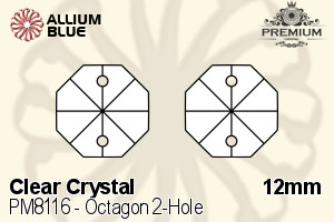 PREMIUM Octagon 2-Hole Pendant (PM8116) 12mm - Clear Crystal - 关闭视窗 >> 可点击图片