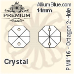 PREMIUM Octagon 2-Hole Pendant (PM8116) 10mm - Clear Crystal