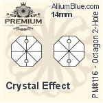 PREMIUM Octagon 2-Hole Pendant (PM8116) 14mm - Crystal Effect
