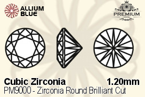 PREMIUM CRYSTAL Zirconia Round Brilliant Cut 1.2mm Zirconia Blue Sapphire