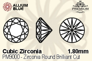 PREMIUM CRYSTAL Zirconia Round Brilliant Cut 1.8mm Zirconia Blue Topaz