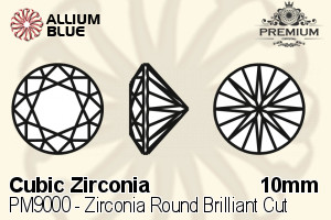 PREMIUM CRYSTAL Zirconia Round Brilliant Cut 10mm Zirconia White