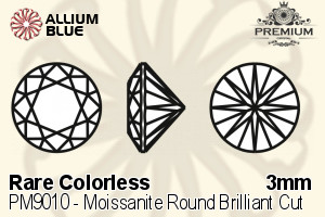 PREMIUM Moissanite Round Brilliant Cut (PM9010) 3mm - Rare Colorless - 关闭视窗 >> 可点击图片