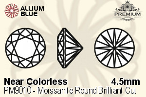 PREMIUM Moissanite Round Brilliant Cut (PM9010) 4.5mm - Near Colorless - 關閉視窗 >> 可點擊圖片