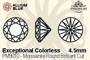 PREMIUM Moissanite Round Brilliant Cut (PM9010) 4.5mm - Exceptional Colorless