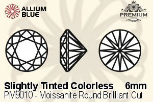プレミアム Moissanite ラウンド Brilliant カット (PM9010) 6mm - Slightly Tinted カラーless