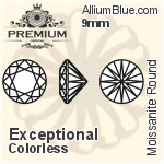 プレミアム Moissanite ラウンド Brilliant カット (PM9010) 9mm - Exceptional カラーless