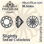 プレミアム Moissanite ラウンド Brilliant カット (PM9010) 10.5mm - Slightly Tinted カラーless