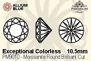PREMIUM Moissanite Round Brilliant Cut (PM9010) 10.5mm - Exceptional Colorless - Click Image to Close