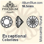 プレミアム Moissanite ラウンド Brilliant カット (PM9010) 10.5mm - Exceptional カラーless