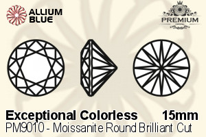 プレミアム Moissanite ラウンド Brilliant カット (PM9010) 15mm - Exceptional カラーless - ウインドウを閉じる