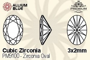 PREMIUM CRYSTAL Zirconia Oval 3x2mm Zirconia Black