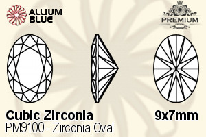PREMIUM CRYSTAL Zirconia Oval 9x7mm Zirconia Blue Topaz