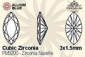 PREMIUM CRYSTAL Zirconia Navette 3x1.5mm Zirconia White