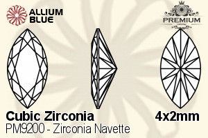 PREMIUM CRYSTAL Zirconia Navette 4x2mm Zirconia White