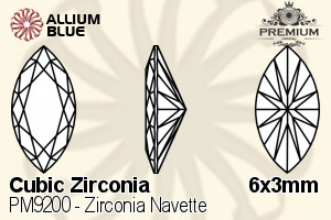 PREMIUM CRYSTAL Zirconia Navette 6x3mm Zirconia Blue Sapphire