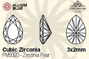 PREMIUM CRYSTAL Zirconia Pear 3x2mm Zirconia Golden Yellow