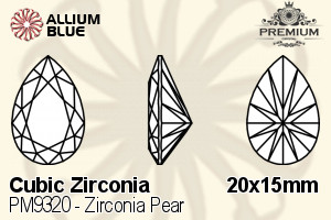 PREMIUM CRYSTAL Zirconia Pear 20x15mm Zirconia Blue Topaz