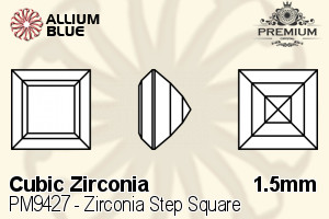 プレミアム Zirconia Step Square (PM9427) 1.5mm - キュービックジルコニア