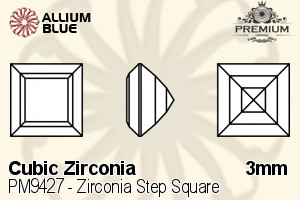 プレミアム Zirconia Step Square (PM9427) 3mm - キュービックジルコニア