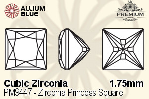 PREMIUM CRYSTAL Zirconia Princess Square 1.75mm Zirconia Rhodolite